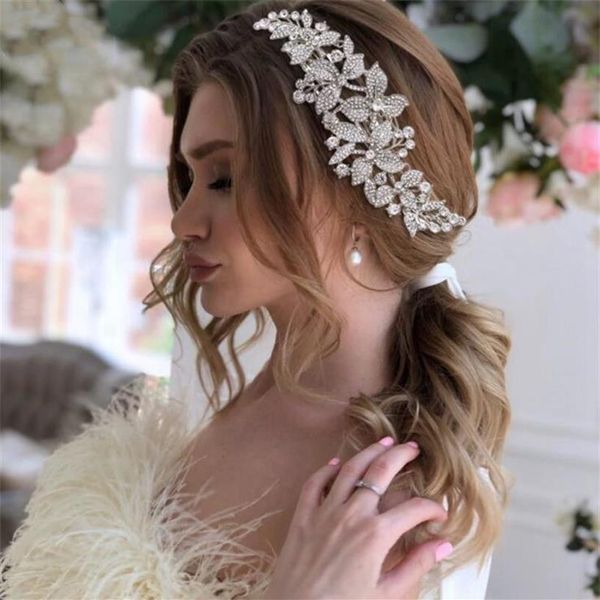 2022 koreanische Braut Kopfschmuck Haar Zubehör Einstellbare Kopfbedeckung Voller Kristall Strass Haar Kamm Hochzeit Bankett188E