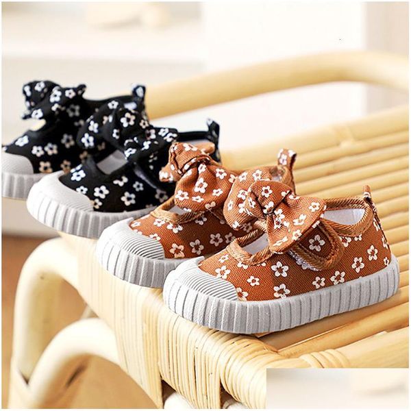 Turnschuhe Kind Mädchen Leinwand Schuhe Mode Bowknot Komfortable Kind Casual Frühling Herbst Gummi Sohle Kleinkind Mädchen Prinzessin Drop Lieferung Dhyoi