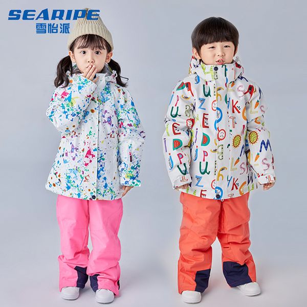 Altri articoli sportivi SEARIPE Set da sci per bambini Ragazzi Ragazze Tuta da neve Antivento Impermeabile Abbigliamento da snowboard Giacca Pantaloni Sport all'aria aperta Pantaloni Abbigliamento da neve 230904