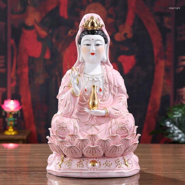 Relógios de mesa Estátua de Buda Guanyin Cerâmica Artesanato Pintura Criativa Ornamentos Alta Porcelana Branca Estátuas Baohong