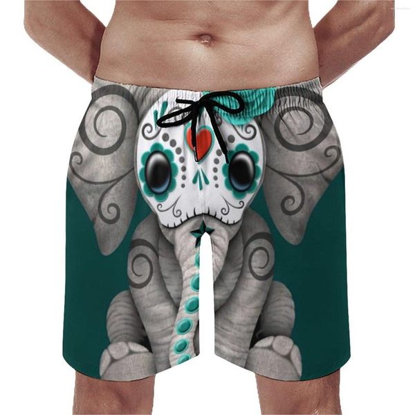 Pantaloncini da uomo Sugar Skull Baby Elephant Board Summer Day Of The Dead Pantaloni corti da spiaggia da corsa Uomo Costume da bagno divertente ad asciugatura rapida