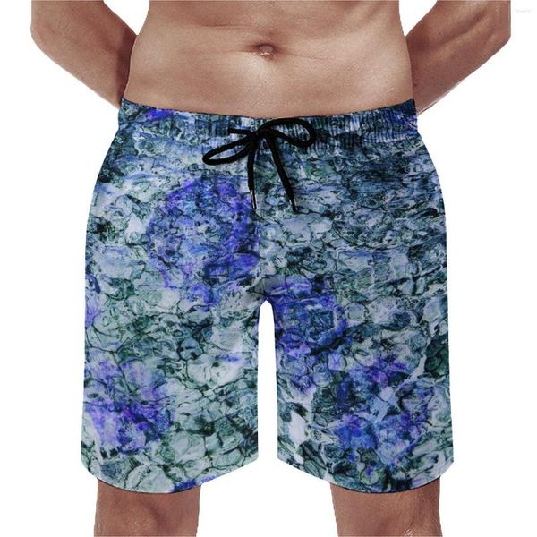 Shorts masculinos verão placa azul impressão abstrata esportes surf arte digital design praia casual secagem rápida troncos de natação tamanho grande