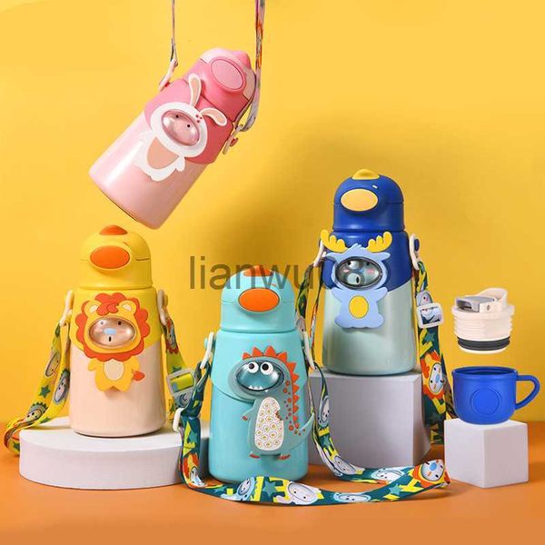 Tazze di piatti utensili in cartone thermos bottiglia per bambini bottiglia termica per cibo in acciaio inossidabile tazza di pannelli con bottiglia d'acqua con cinturino x0904