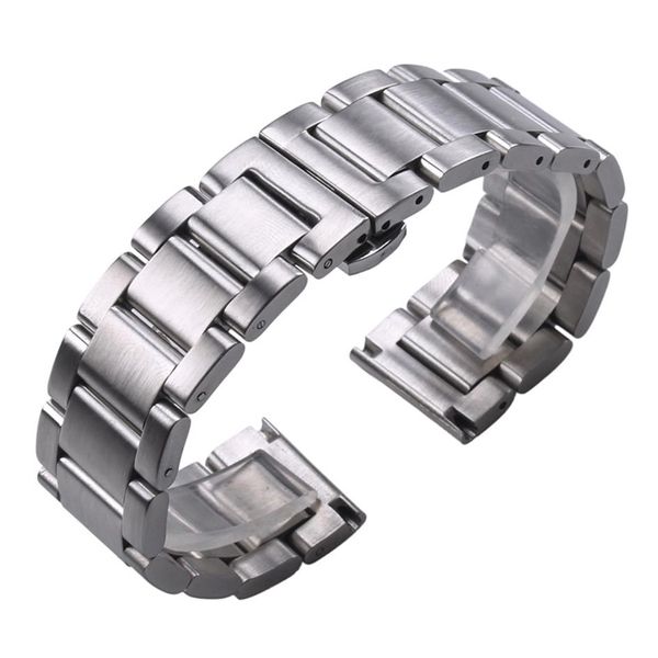 Solide 316L Edelstahl Uhrenarmbänder Silber 18mm 20mm 22mm Metall Uhrenarmband Armband Armbanduhren Armband CJ191225287G