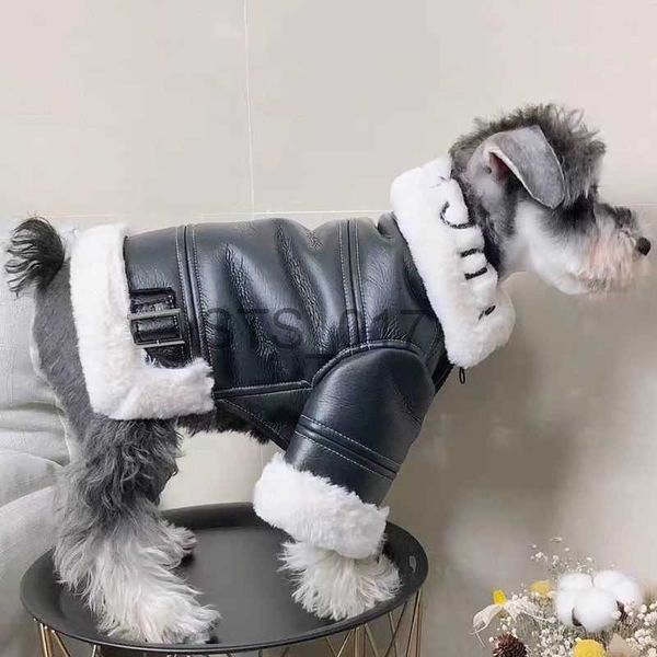 Köpek giyim deri motosiklet et ceket evcil giyim köpekleri kalın köpek kıyafetleri fransız bulldog moda sonbahar kış siyah çocuk maskotaları l231225