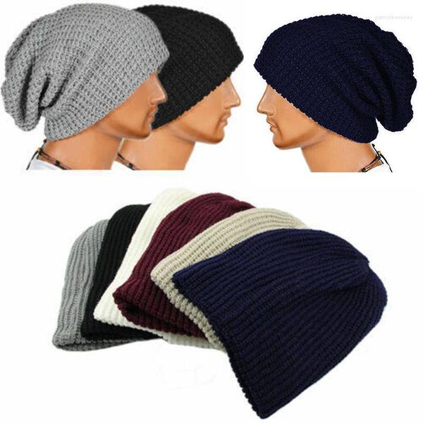 Berets Homens Mulheres Beanie Knit Crochet Preto Cinza Chapéu Outono Inverno Macio Quente Solto Cap Crânio Ski Dance Bonnet Casual