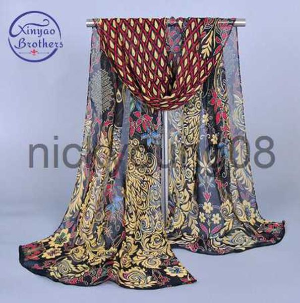 Sciarpe con ciondolo Nuovo arrivo 160 * 50 cm Sciarpe di seta chiffon da donna Sciarpe di poliestere primavera Stampa fiori Pavone Scialli estivi e Hijab all'ingrosso x0904