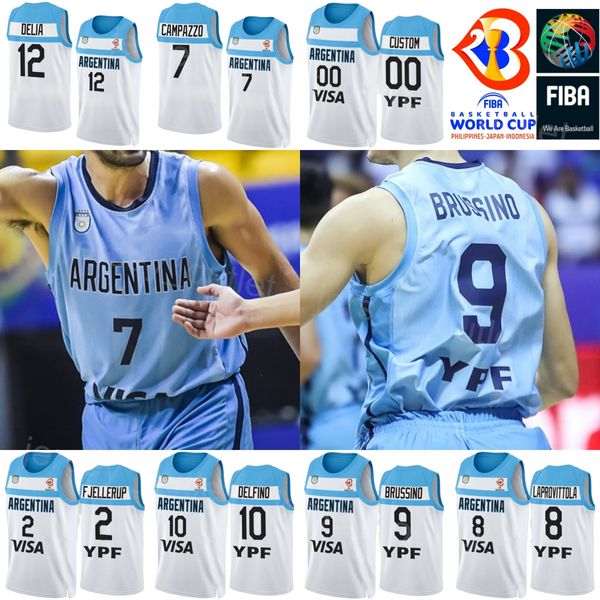 Stampa Basket Argentina 4 Maglia Luis SCOLA 29 Patricio GARINO 14 Gabriel DECK 7 Facundo Campazzo 5 Manu Ginobili 9 Nicolas Brussino Coppa del Mondo 2023 Blu Bianco