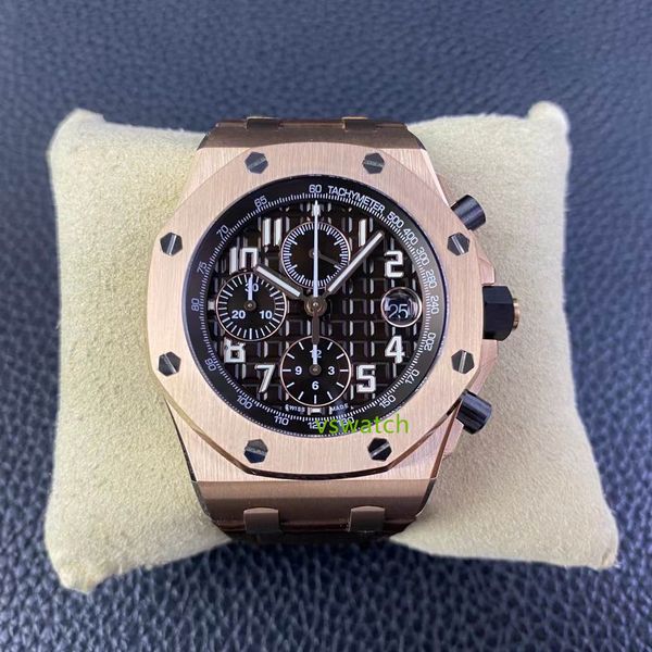 Orologio APF 26470 Funzione cronometraggio cal.3126 Movimento meccanico Diametro 42MM Cassa in oro rosa Cinturino in pelle di vacchetta Vetro zaffiro Super luminoso impermeabile