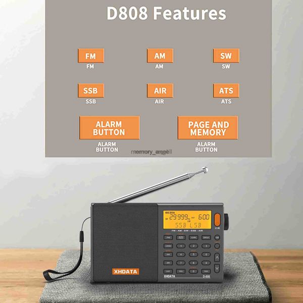 Портативные колонки XHDATA SIHUADON D-808 Портативное радио AM/FM Стерео/SW/MW/LW SSB AIR RDS Цифровое радио-динамик с ЖК-дисплеем Будильник Радио HKD230905