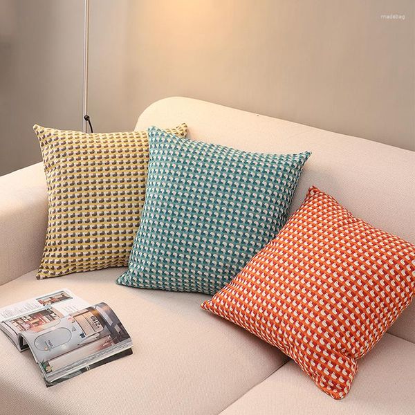 Travesseiro simples fio-tingido jacquard caso luz capa de luxo 45x45cm para estilo nórdico el sofá decorativo s