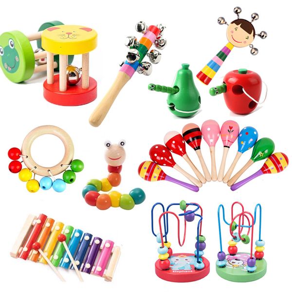 Rasseln Mobiles Babyspielzeug Montessori Holzsandhammer Aufklärungsblöcke Puzzlespiel Entwicklung 0 12 Monate 230901