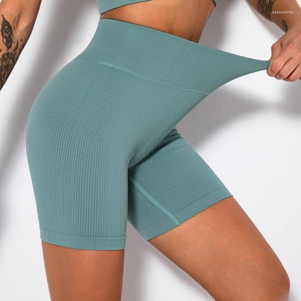 Pantaloncini attivi Pantaloni da yoga Pantaloni da yoga estivi da donna a vita alta sollevamento fianchi attillati fitness filettati tinta unita sport abbigliamento da donna palestra