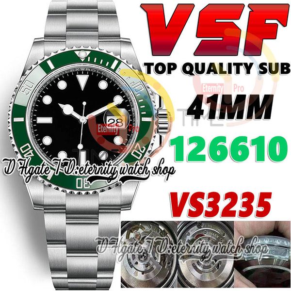 V3 12661 72 horas de reserva de energia Relógio masculino DD3235 VSa3235 Automático 41mm Moldura de cerâmica verde Mostrador preto Pulseira de aço inoxidável 904L Super Edition Relógios de eternidade