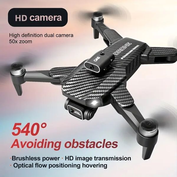 Drone com câmera HD dupla para adultos e crianças, brinquedo quadricóptero RC com motor sem escova para iniciantes, alarme de baixa potência, posicionamento de fluxo óptico, câmera de ajuste elétrico