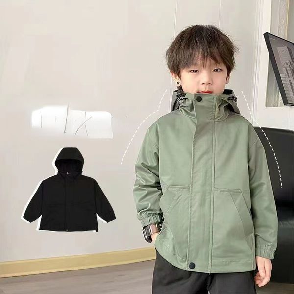 Ceketler 2023 Moda Çocuk Giyim Boys Hooded Street Wear Count Ceket Uzun Stil Korece Sonbahar İlkbahar Ceket Rüzgar Yasağı G23 230904