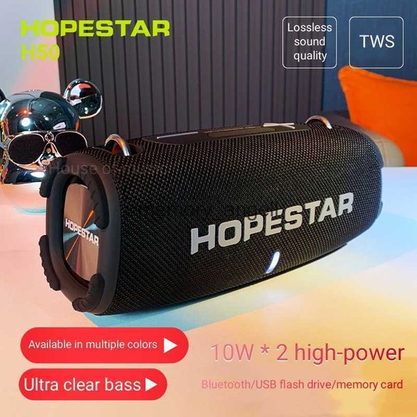 Alto-falantes portáteis HOPESTAR H50 Alto-falantes portáteis sem fio de alta potência Grande caixa de música ao ar livre Super Bass TWS Powerful Party Caixa De Som Rádio FM AUX HKD230904