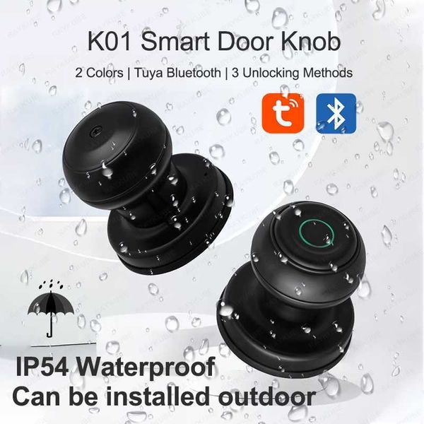 Serrature per porte RAYKUBE K01 Tuya Bluetooth Smart Serratura per porta Cilindro automatico Impronta digitale impermeabile Manopola per serratura elettronica APP / Chiave / Sblocco impronta digitale HKD230903