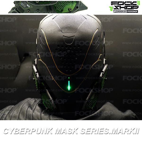 Parti Maskeleri Fockshop Cyberpunk Mask Night City Cosplay Stage Sci-Fi Led Lambası Cadılar Bayramı Festivali Gençler için Parti Hediyeleri 230904