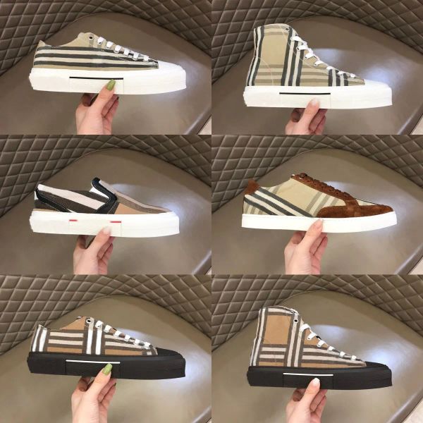 Burberyy Check Burberr Spor Sake En İyi Kalite Sabahları Vintage Tenis Tasarımcı Ayakkabı Klasik Stripes Trainers Platform Ayakkabı Baskı Düşük Top Tuval Trainer