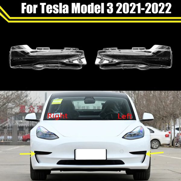 Auto Luce Della Lampada Della Nebbia Per Tesla Modello 3 2021-2022 Auto Anteriore Fendinebbia Copertura Paralume In Vetro Coprilampada Tappi Fendinebbia Borsette