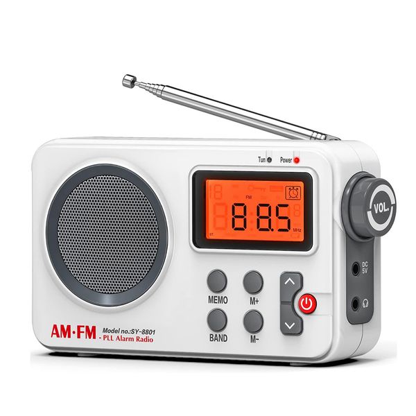 Receptor de áudio digital am fm, reprodutor de música com tela lcd, alto-falante transparente, plugue de fone de ouvido de 3.5mm, antena extensível