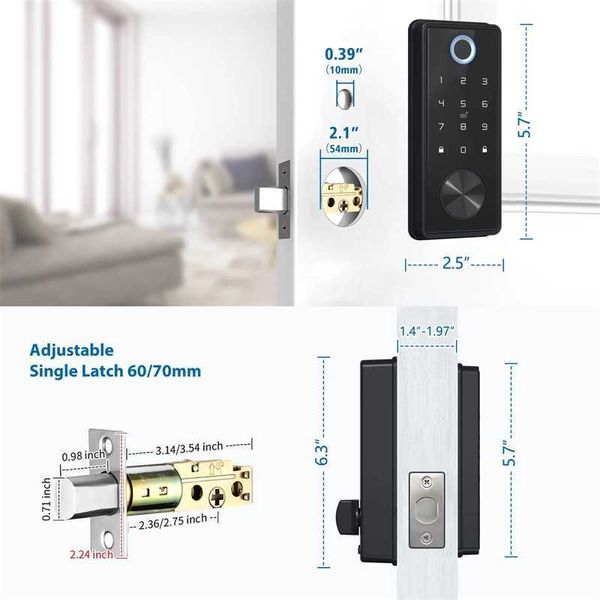 Fechaduras de porta Fechadura de porta inteligente com aplicativo TTlock Alexa WiFi Controle Biométrico de impressão digital Keyless Entry Keypad Smart Deadbolt Lock com Gateway HKD230903