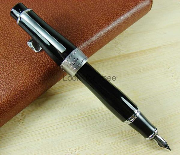 Перьевые ручки Duke 2009, черная перьевая ручка Memory Charlie-Chaplin, большой размер, уникальный стиль, средний/изогнутый наконечник, тяжелая ручка для письма для офиса и бизнеса HKD230904