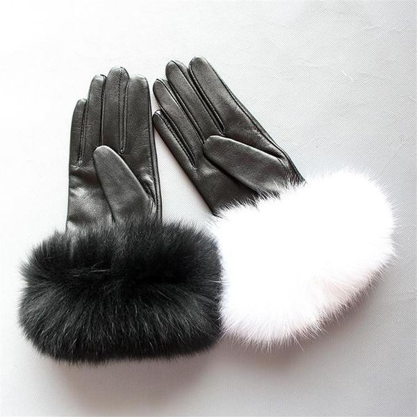 Перчатки с пятью пальцами Maylofuer из натуральной овчины, манжеты для волос с сенсорным экраном, женские теплые зимние черные344u