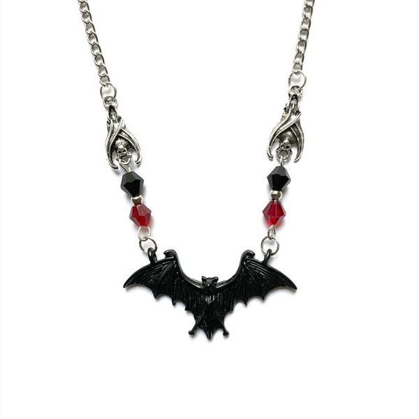Подвески на тему Хэллоуина, страшное ожерелье с черной летучей мышью, подарок 230901