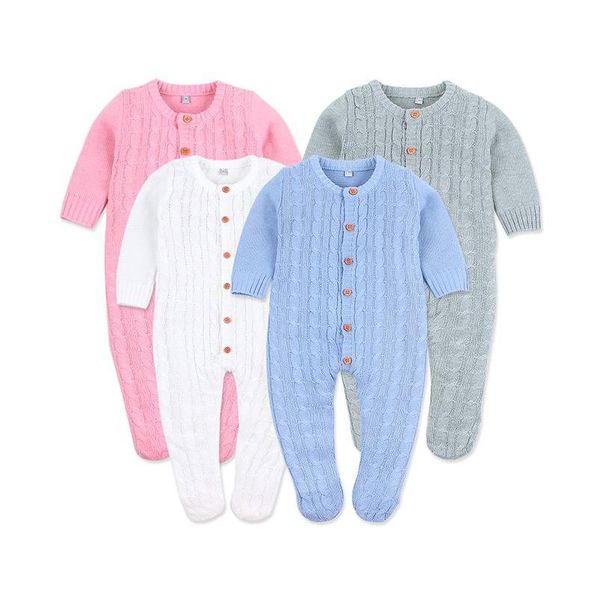 Puntelli neonato Vestiti Cappuccio Pagliaccetti con piedi Costume da neonato Costume in maglia Infantile Ragazzi Ragazze Pagliaccetto Pografia 0-24M C0126 Consegna di goccia Dhsn3