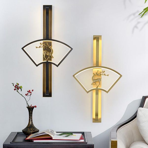 Настенные светильники TEMAR, современный светильник, светодиодный винтажный латунный креативный бра в форме оленя в форме веера, светильник для дома, гостиной, спальни, декора