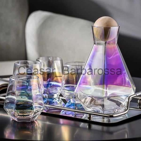 Vidros de vinho 1400 geometria hexagonal vinho tinto pourer de vidro decanter brandy decant jarro bar champanhe garrafa de água bebendo óculos presentes x0904