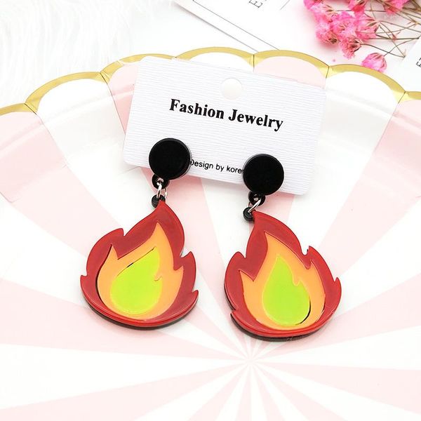 Orecchini a bottone Fuoco Fiamma Forma Acrilico Per Le Donne Ragazza Stile Coreano Grandi Gioielli di Moda Brincos Oorbellen Regalo XE416