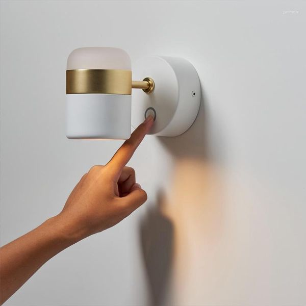 Lâmpada de parede led rotativa moderna simples lâmpadas metal sala estar suporte luz estudo quarto luzes iluminação do corredor com interruptor