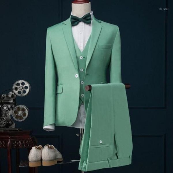 Abiti da uomo Blazer 2021 Ultimi disegni della mutanda del cappotto Verde menta Abito da uomo Slim Fit 3 pezzi Elegante smoking personalizzato Sposo Prom Bla2337