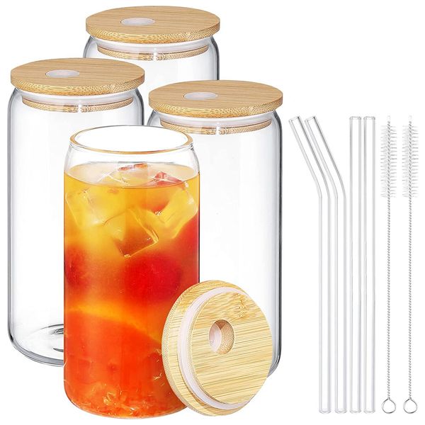 CA USA fornito tazza di vetro per sublimazione con coperchi e cannucce bicchieri riutilizzabili per coca cola per succhi di birra lattine per caffè freddo bicchieri da bar tazze Sep04