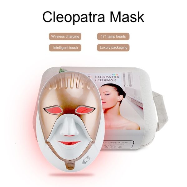 Steamer PDT Led Mask Podynamic 8 colori Cleopatra LED Mask 630nm luce rossa Smart Touch Face Neck Care Machine 230901