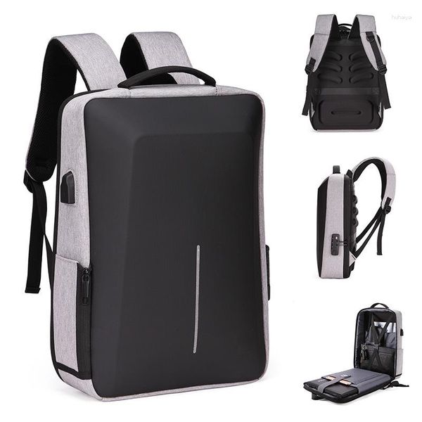 Mochila antirroubo com trava para laptop empresarial Bolsa carregamento USB à prova d'água mochila de 15,6 polegadas proteção contra impacto