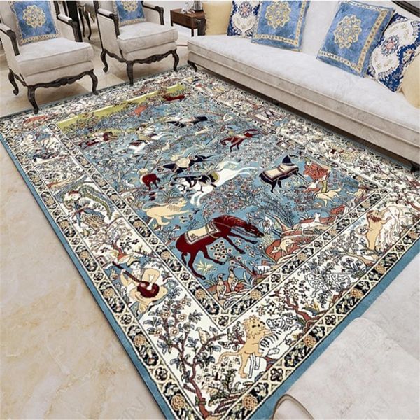 Tapetes Maroko Karpet para Ruang Tamu Jacquard Samping Tempat Tidur Bunga Penyerap Rug Bohemian Turki Retro 230904