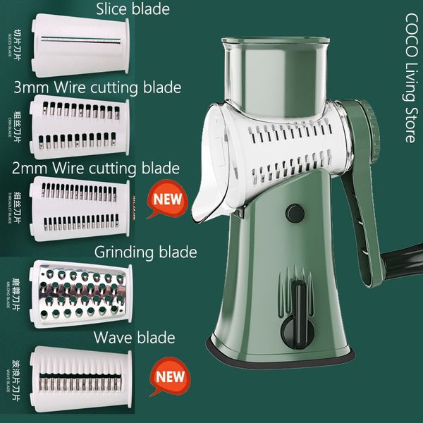 Ferramentas vegetais de frutas Cortador Slicer Chopper Máquina com 5 lâminas de conjunto Grosso fio ondulado moagem alho queijo acessórios de cozinha ferramenta 230901