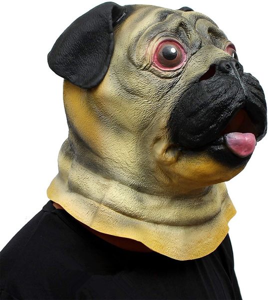 Partymasken Halloween Kostüm Tierkopf Latexmaske Mops Hund Kostenlose Fracht 230904