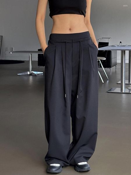 Damenhosen WeiYao Lässiger Baggy-Anzug Streetwear Hohe Taille Breites Bein Graue Fracht Koreanische Mode Basic Damenhose Y2k-Ästhetik