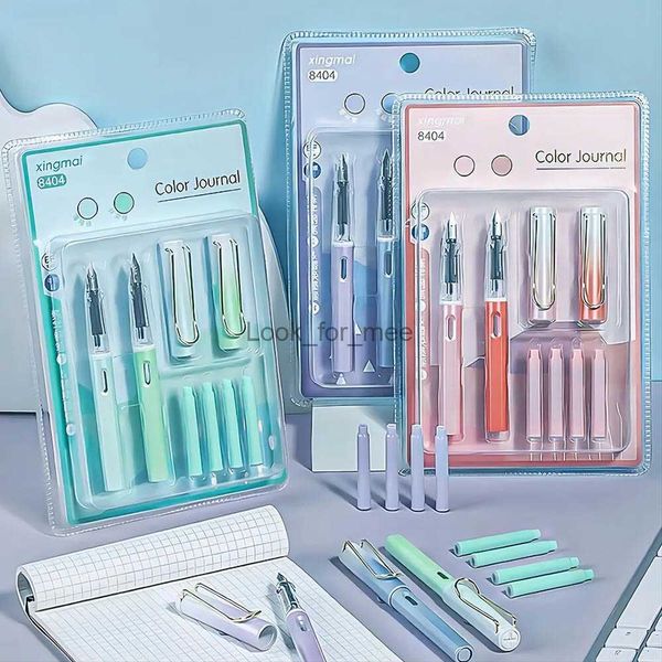 Penne stilografiche 8 pezzi Set di penne stilografiche Aurora Color (2 penne 4 sacche di inchiostro 2 cappucci per penne) per scrivere disegni firmare per ufficio scolastico 0,38 mm HKD230904