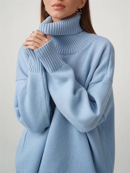 Женские свитера, женский свитер с воротником, винтажный пуловер, свободный женский зимний теплый вязаный джемпер на 2023 год