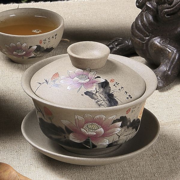 Tazze da tè Kung Fu cinese Teiera Tazza di argilla in ceramica Classica Gaiwan Set tradizionale fatto a mano 230901