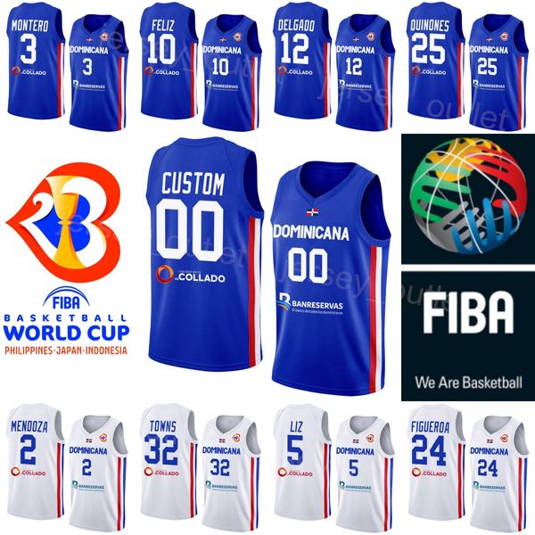 Stampa Basket 11 Maglie Eloy Vargas Repubblica Dominicana 2 Rigoberto Mendoza 12 Angel Delgado 24 L.J. Figueroa 25 Lester Quinones 3 Jean Montero Blue Coppa del Mondo 2023