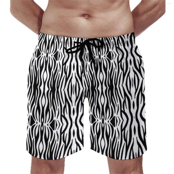 Pantaloncini da uomo Classic Zebra Gym Summer in bianco e nero con stampa animalier Pantaloni corti da spiaggia casual da uomo che corrono da surf Costume da bagno ad asciugatura rapida