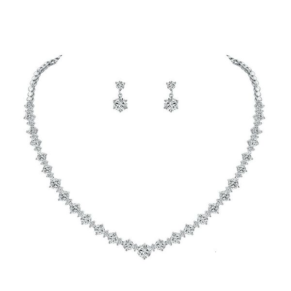 Braccialetti con ciondoli WEIMANJINGDIAN Marca Taglio rotondo Cubic Zirconia Collana e orecchini in cristallo CZ Matrimonio Banchetto nuziale Set di gioielli 230901