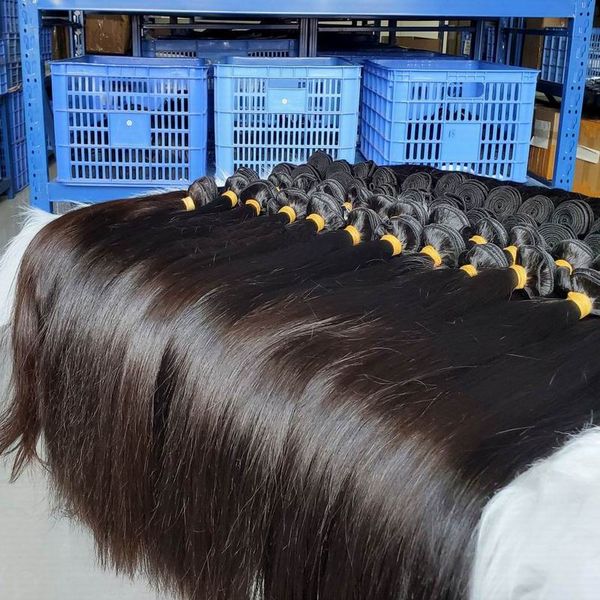 10 pacchi da 1 chilo di tessuto di capelli grezzi Trama birmana con cuticola diritta allineata capelli umani di colore nero